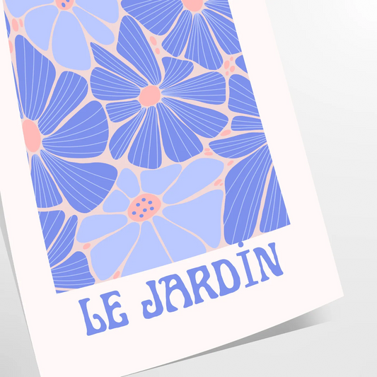 space botanical vintage poster exquisite blue white art wall unique gift print touch elegance nature room sizes A4 cm A0