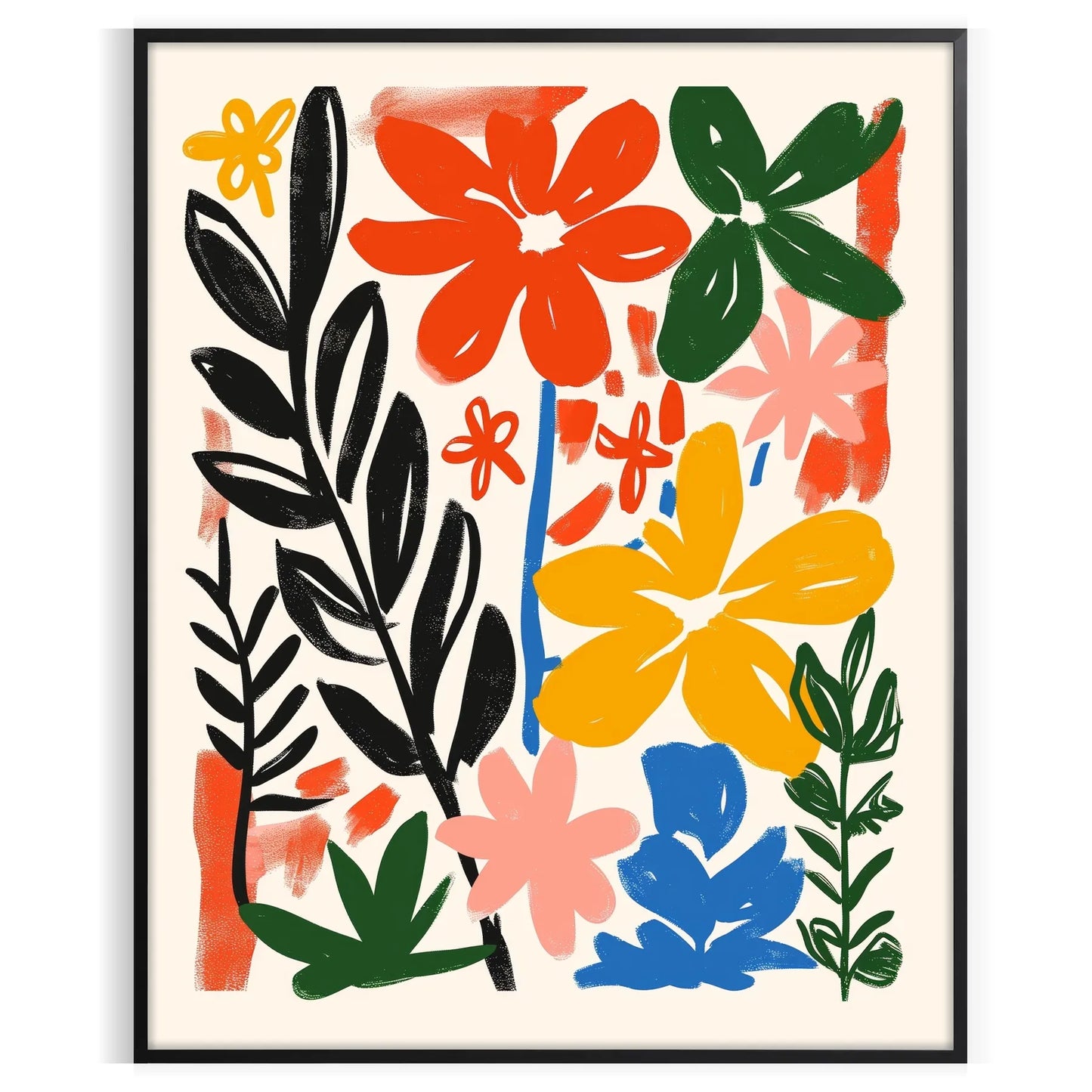 space vibrant botanical poster lush green warm orange hues exquisite wall art print nature charm indoors ideal gift occasion sizes A4 cm A0