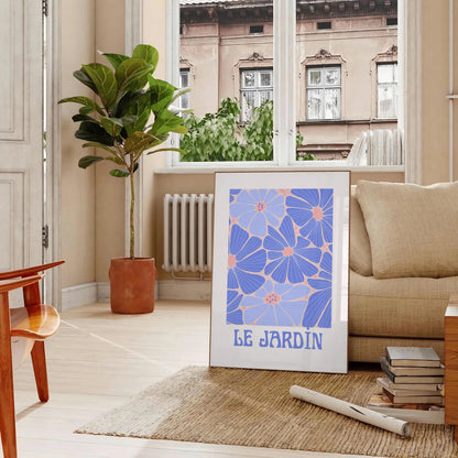 space botanical vintage poster exquisite blue white art wall unique gift print touch elegance nature room sizes A4 cm A0